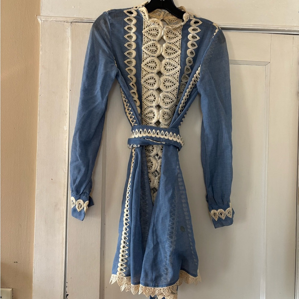 Blue and Cream Lace Dress
